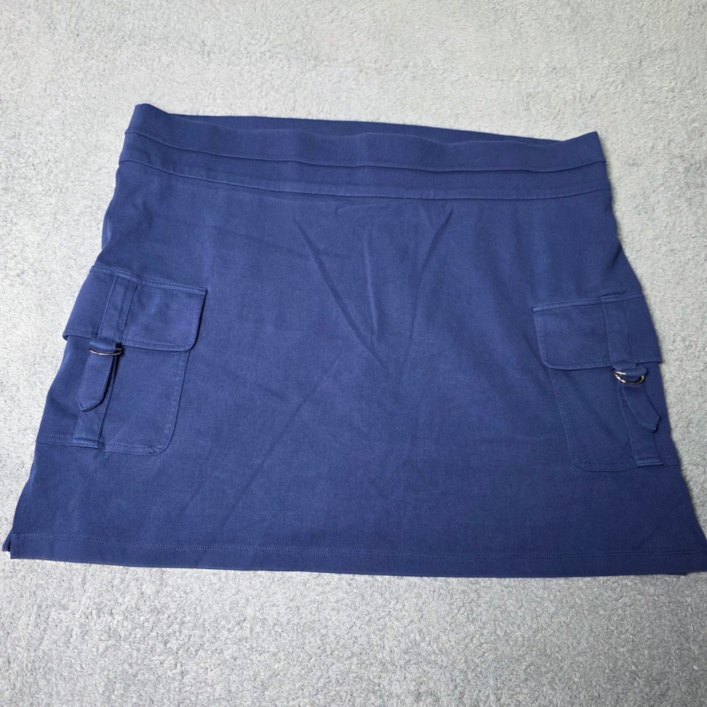 Rafaella Womens 18W Skort Blue Cargo Pocket Stretch Comfort Pull On T909